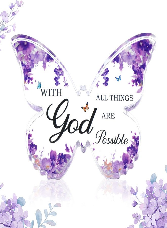 Kifmurase Purple Butterfly Acrylic Office Desk Decor for Women Desk Decoration Accessories Inspirational Purple Birthday Gifts for Women Home Table Decoration - Image 1